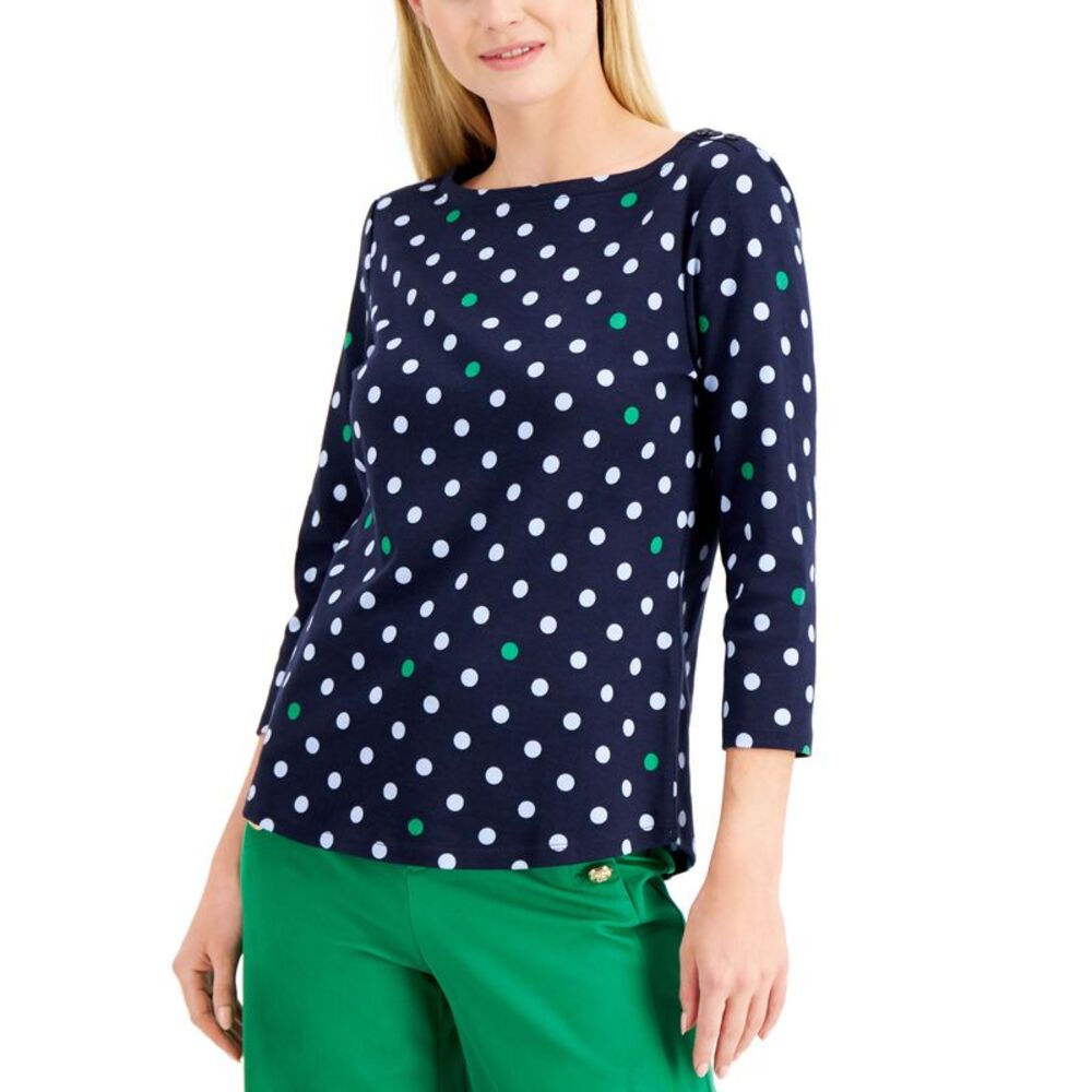 Charter Club Cotton Dot Print Top
